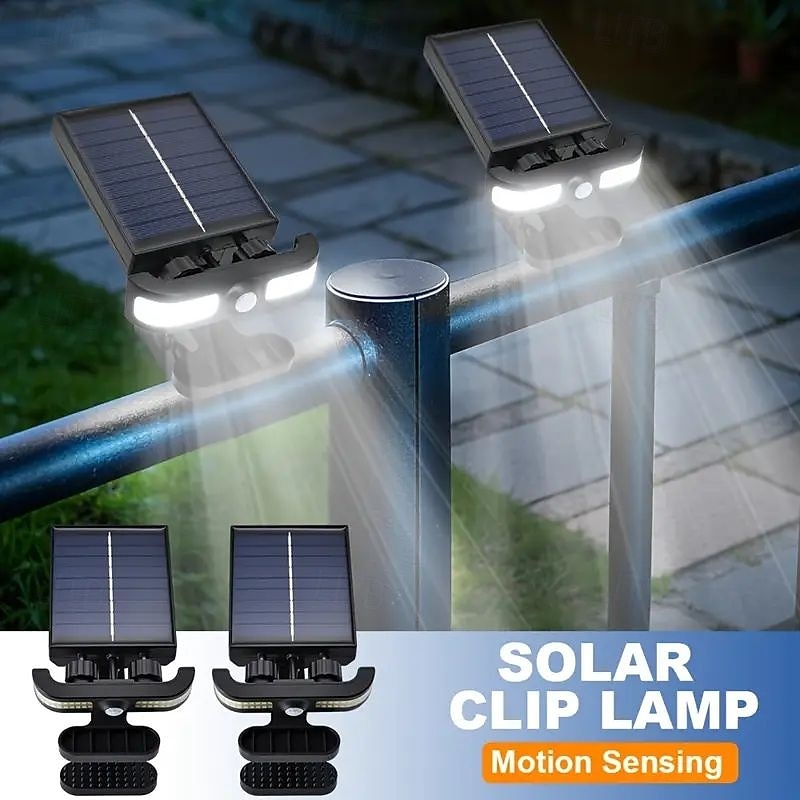 1/2PCS Solar Wall Lights Clip Light with Motion Sensor 40 LED Outdoor IP55 Waterproof USB/Solar Charging Suitable for Fence Garage Camping Garden Walkway Lighting