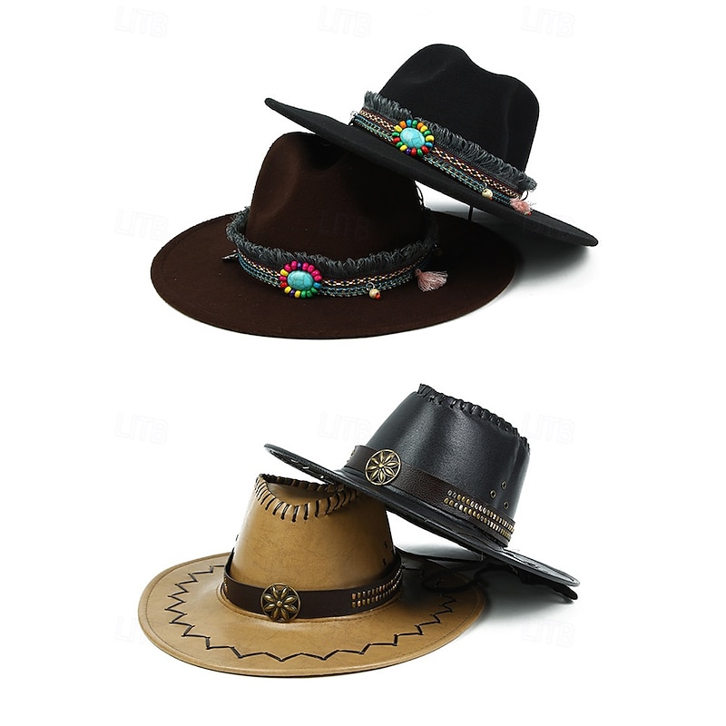 Western style hat decoration band - cow head, leather and feather decoration for cowboy and cowgirl style, perfect for festivals, rodeos and outdoor events4