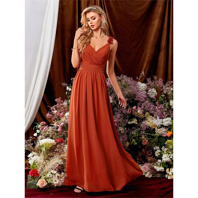 A-Line Quinceanera Dresses Elegant Dress Formal Wedding Floor Length Sleeveless V Neck Chiffon Backless with Pleats4