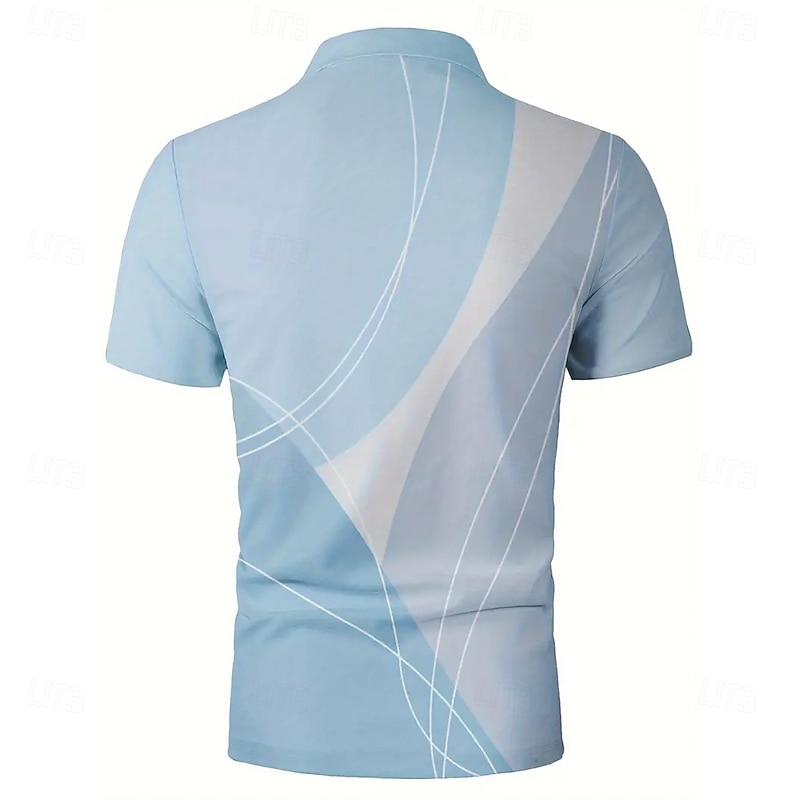 Men's Abstract Line Polo Short Sleeve Polo Shirts Collared Shirts Business Casual Outdoor Athleisure Daily Wear 3D Print Summer Blue2