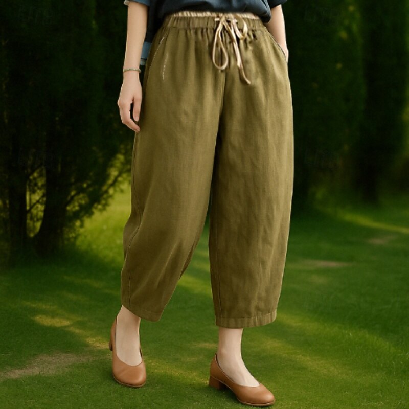 Retro Vintage Medieval Renaissance Ankle Length Pants Solid Color Fancy Dress Women's Vacation Casual Daily Adults' Pants Spring & Summer