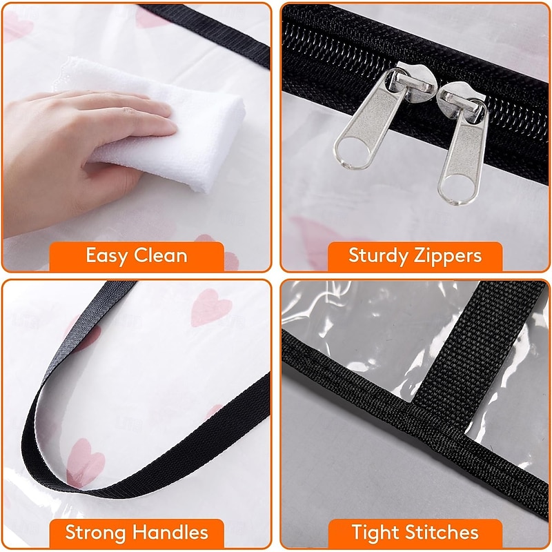 3 Pack Clear Blanket Storage Bags with Zipper, Under-Bed Storage  Vinyl Foldable Moving Bags Closet Organizers and Storage Containers for Bedding, Blankets, Comforters, Clothing, Toys, Quilt, Duvet4