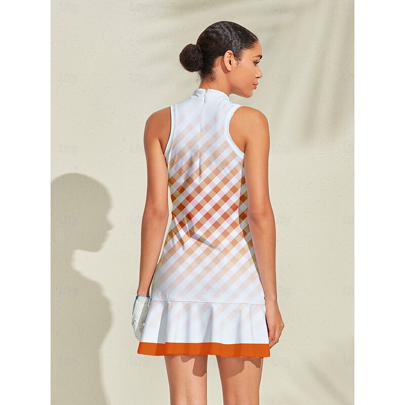 Women's Golf Dress Brown Sleeveless Ladies Golf Attire Clothes Outfits Wear Apparel2