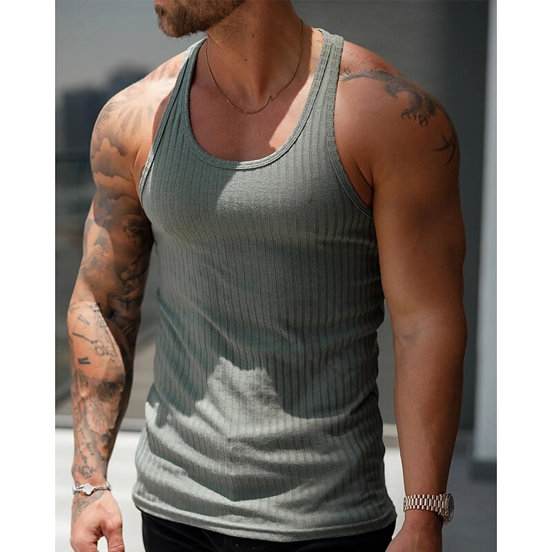 Men's Tank Top Vest Top Undershirt Sleeveless Shirt Sleeveless U Neck Summer Plain Fashion Designer Vacation Street Going out Light Pink Black Pink Top Tee for Men4