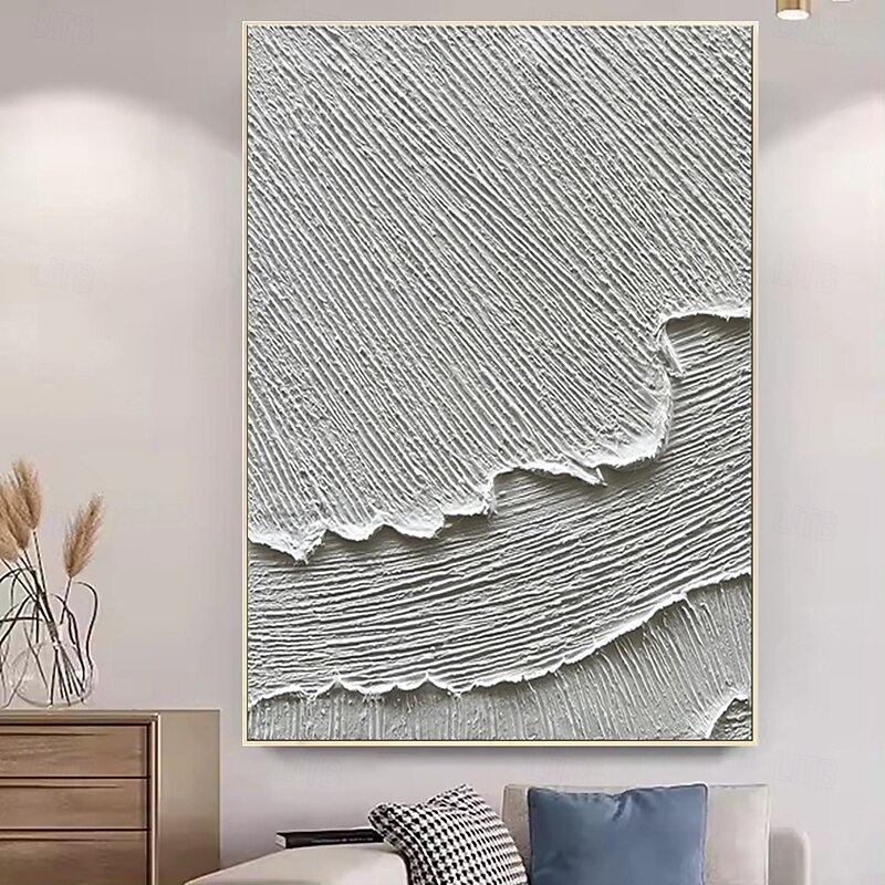 Handmade Oil Painting Canvas Wall Art Decoration Simple Abstract Texture Sea Wave for Home Decor Stretched Frame Hanging Painting/Rolled Frameless Unstretched Painting2