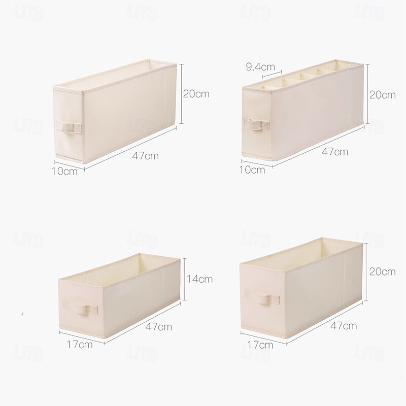 Wardrobe Clothes Organizer with Handle, Slim Foldable Drawer Organizer Box for Closet, Fabric Storage Bin for Jeans, Sweaters, T-Shirts, Scarves, Bras3