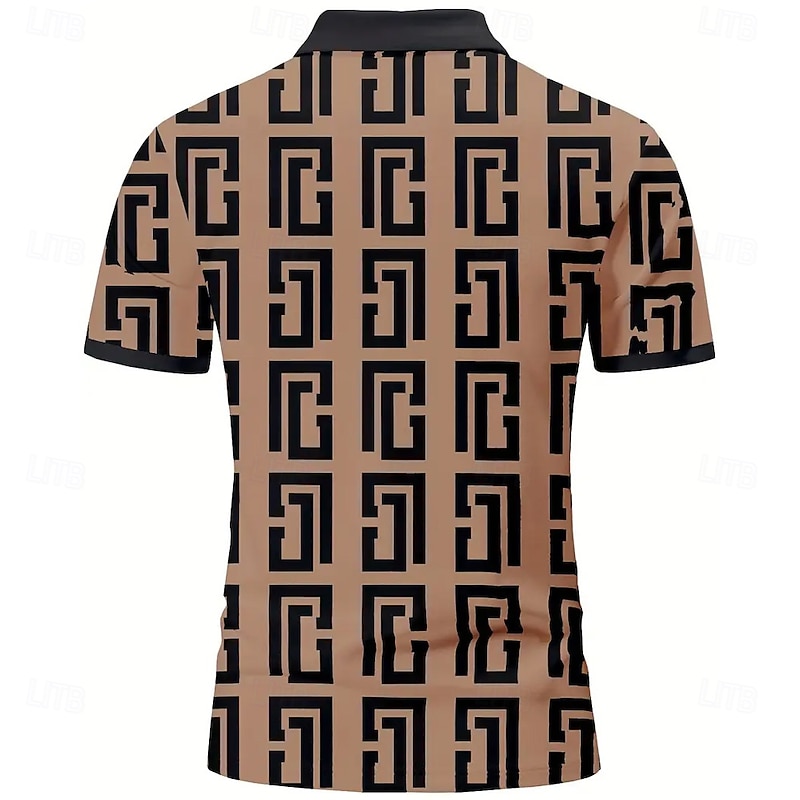 Men's Graphic Polo Short Sleeve Polo Shirts Collared Shirts Vintage Outdoor Athleisure Daily Wear 3D Print Summer Brown2
