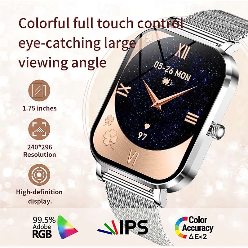 Fashion Ladies 1.75-inch Screen Smart Watch For Lady Bluetooth Call 100watch Faces Fitness Women Smartwatch DIY Dials For IOS Android3