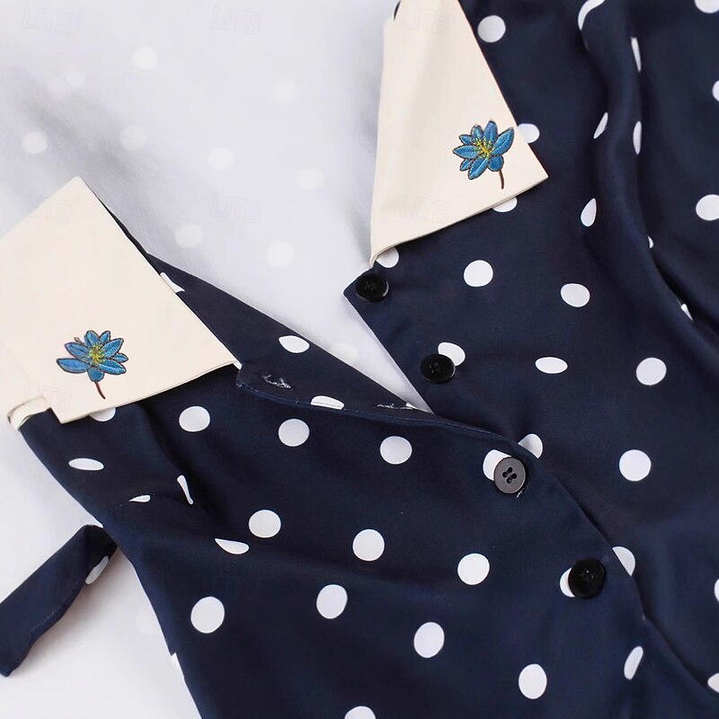 Polka Dots Retro Vintage 1950s Grease Outfits Dress Swing Dress Polka dots Fancy Dress Women's Carnival Masquerade Daily Wear Adults' Dress Headband4