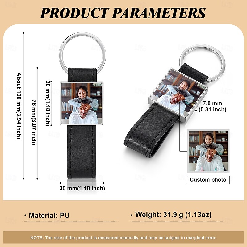 Personalized Photo Leather Keychain Custom Best Gift for Dad, Custom Picture Key Ring for Father's Day, Birthday, Christmas, Anniversary, Valentine's Day4