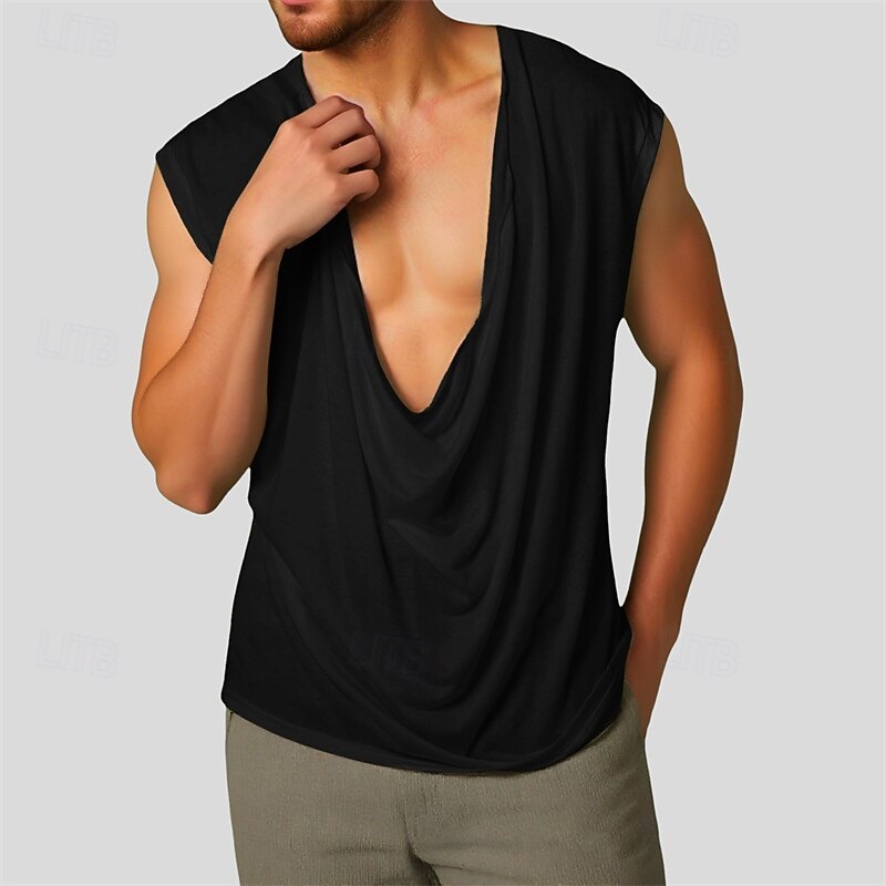 Men's Tank Top Vest Top Undershirt Sleeveless Shirt Sleeveless Deep V Summer Plain Fashion Designer Basic Classic Vacation Street Going out Black White Green Top Tee for Men3