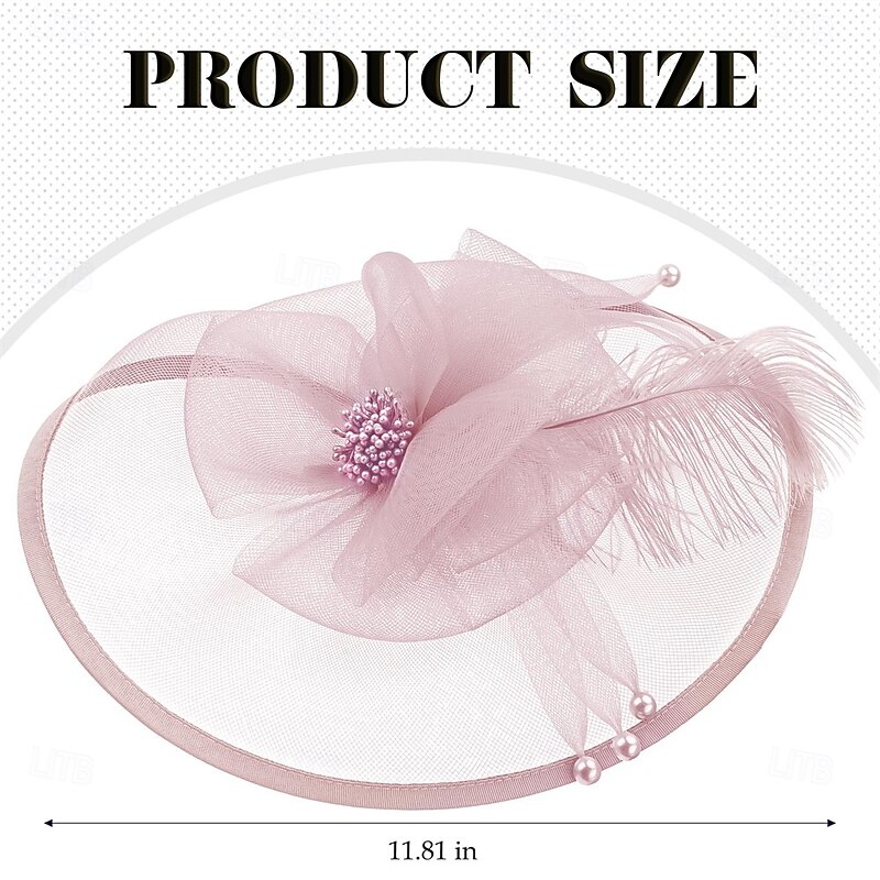 Feather Tea Party Fascinator - 2025 Kentucky Attire Derby Hat with Hairpin, 1920s 50s Hats for Lady Woman Girls4