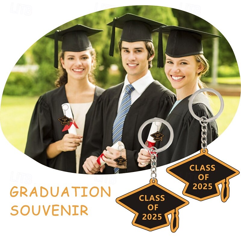10 Pieces Class of 2025 Graduation Keychains Rubber Key Chains Grad Cap2