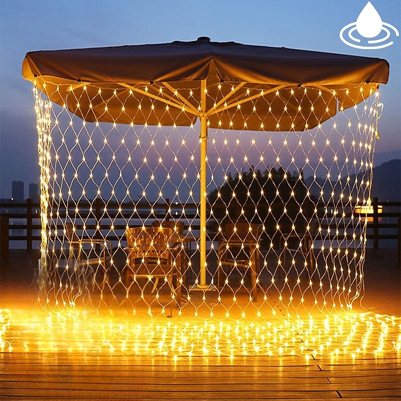 Net Lights Outdoor Christmas Decorations 9 Colors 8 Modes Remote Control Waterproof Connectable 6m x 4m / 3m x 2m/ 1.5M x 1.5M for Outdoor Garden Party Decor (Purple Red) 672/192/96LEDs 31V