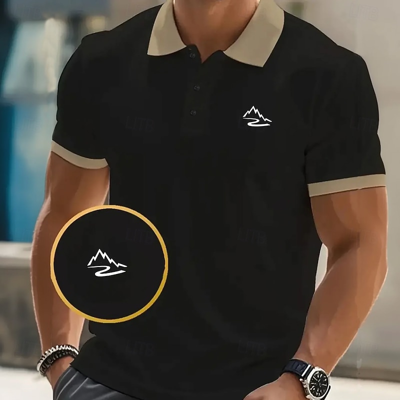 Men's Graphic Polo Short Sleeve Polo Shirts Collared Shirts Business Casual Outdoor Daily Wear 3D Print Summer Black Pink Navy Blue3