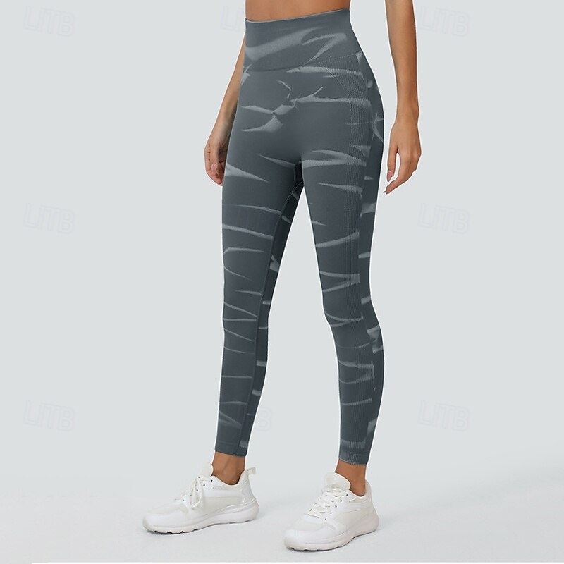 Women's Yoga Pants Yoga Leggings Elastic Waistband Butt Lift Tummy Control Pilates Gym Workout Workout Pants Tie Dye Yellow Red Blue Fall Sports Activewear Stretchy Slim4