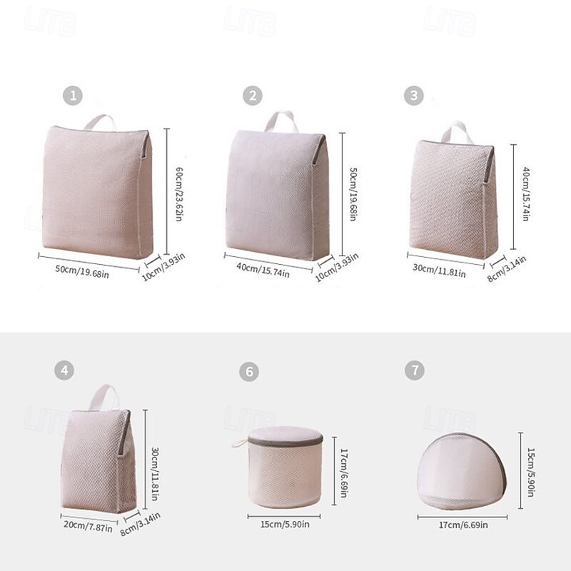 6 Pack  Honeycomb Mesh Laundry Bags Set for Delicates, Standable Lingerie Washing Bags with Handles & Hidden Zippers for Bra, Blouse, Jeans, Stocking4