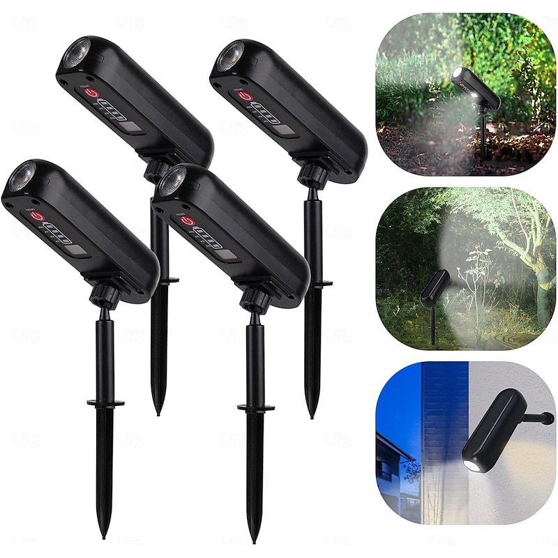 Solar Spotlights Outdoor Waterproof Adjustable LED Landscape Lights Auto ON/Off Waterproof Solar Lights for Trees Garden Pond Yard Pathway Patio(4pcs 2pcs 1PC)