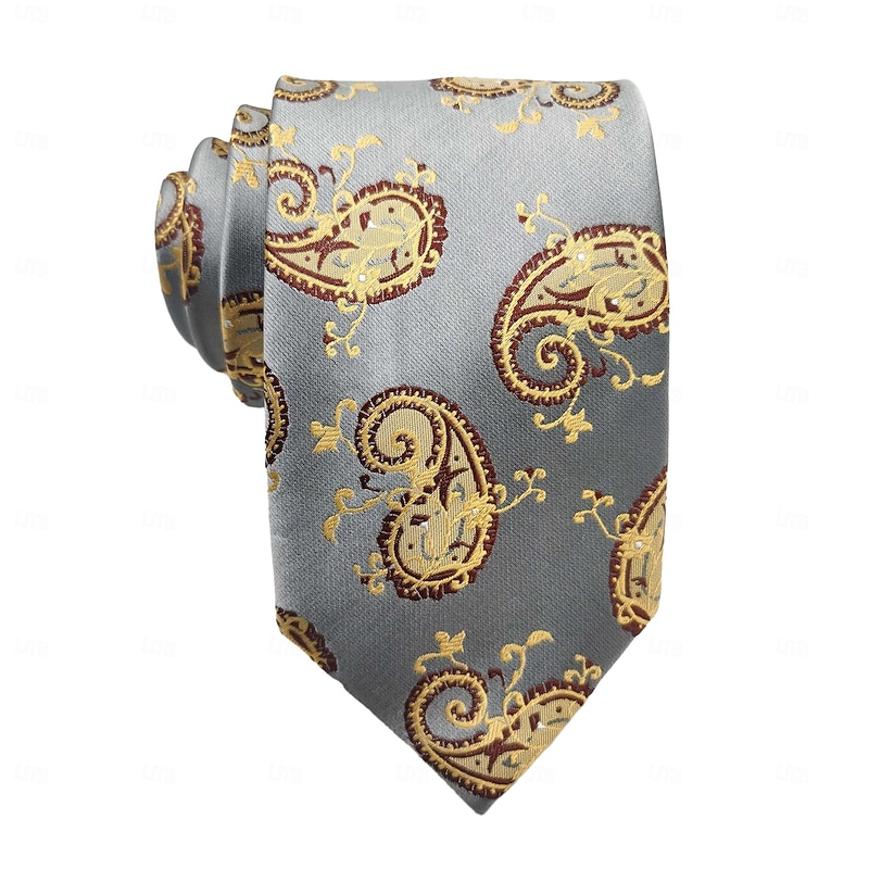 Men's Ties Business Classic Paisley Solid Color Striped Formal Office Work4