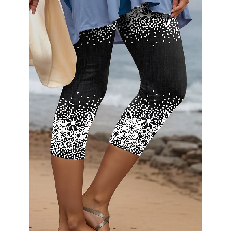 Women's Leggings Capri Pants 3D Print High Elasticity Vintage Fashion Casual Calf-Length High Waist Floral Graphic Geometic Printing Breathable Soft Stretchy Outdoor Daily4
