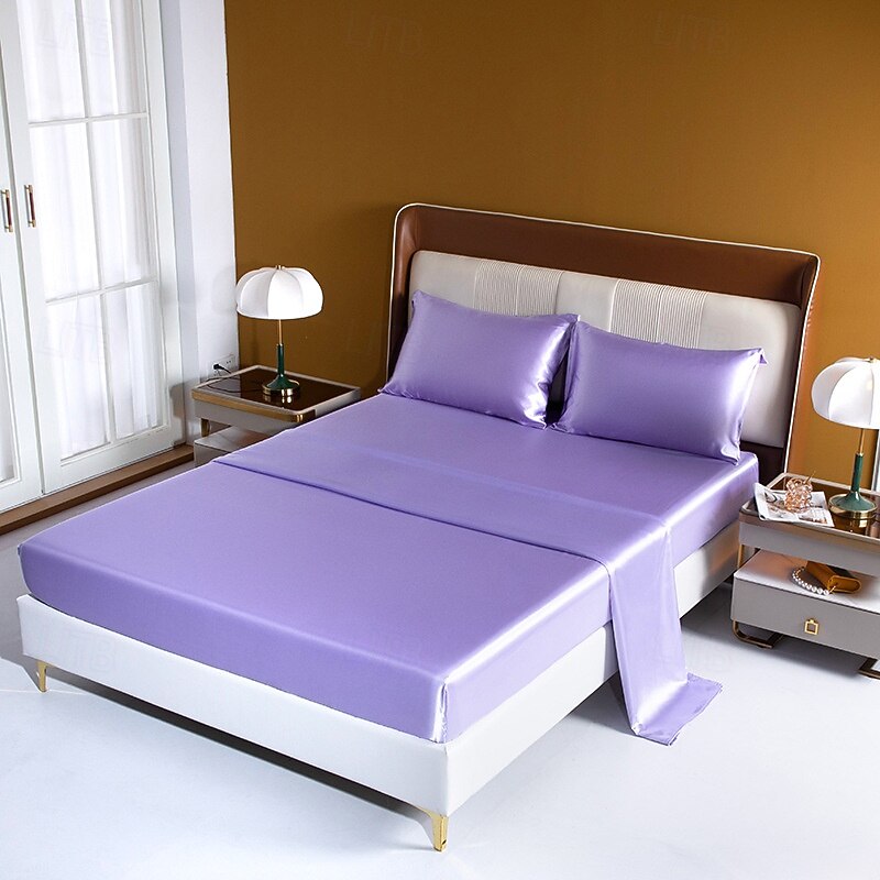 Satin Ice Silk Four-piece Set European American Sheets, Mattress Covers, Pillowcases Bedding4