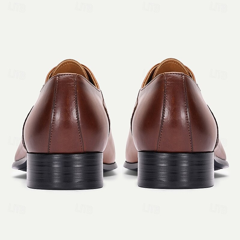 Men's Brown Premium Cowhide Lace-Up Oxford Shoes – Stylish Genuine Leather Shoes for Formal and kentucky derby4