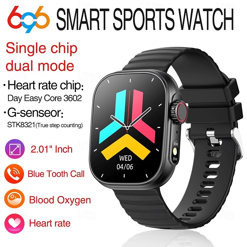 696 ZW39 Smart Watch 2.01 Fitness Watch Bluetooth Pedometer Temperature Monitor Call Reminder IPX0 Waterproof iOS Android Compatible