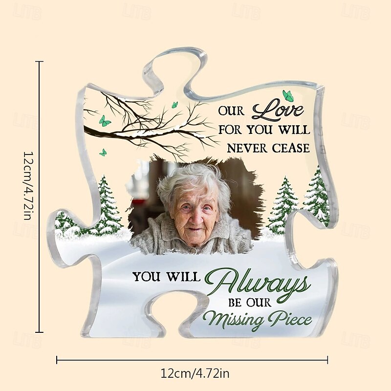 Personalized Photo Memorial Puzzle Piece, Custom Acrylic Sympathy Gift, You Will Always Be Our Missing Piece, Memorial Plaque for Loved Ones, Custom Remembrance Gift3