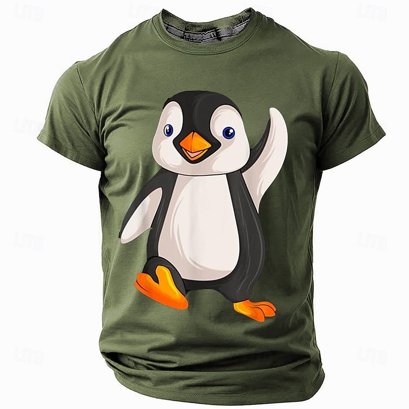Men's Penguin T Shirt Short Sleeve T shirt 3D Print Crew Neck Shirt Fashion Exaggerated Daily Party Street Casual Red Blue Green Summer Spring All Seasons Clothing Apparel S M L XL XXL XXXL2