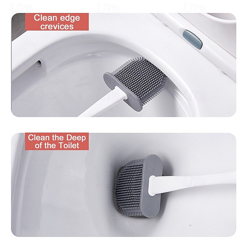 Toilet Scrubber Toilet Cleaner Brush Silicone Bristles Toilet Bowl Brush Compact Toilet Cleaner Brush for Bathroom Organization Practical3