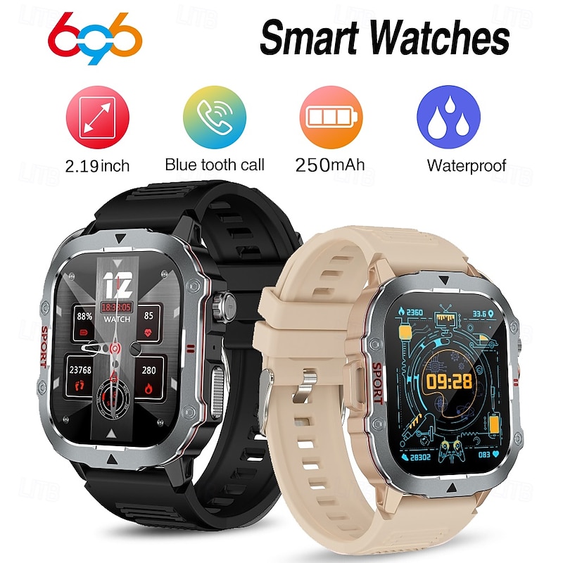 696 C30PRO Smart Watch 2.19 inch Smartwatch Fitness Running Watch Bluetooth Pedometer Call Reminder Sleep Tracker Compatible with Android iOS Men Hands-Free Calls Message Reminder IP 67 49mm Watch