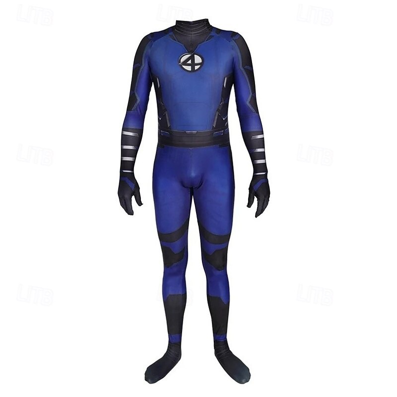 The Fantastic Four: First Steps Superhero Mister Fantastic Jumpsuit Bodysuits Carnival Costume Dress Up Movie Cosplay for Men's Boys Kid's Adults' Halloween Carnival World Book Day Performance Party3