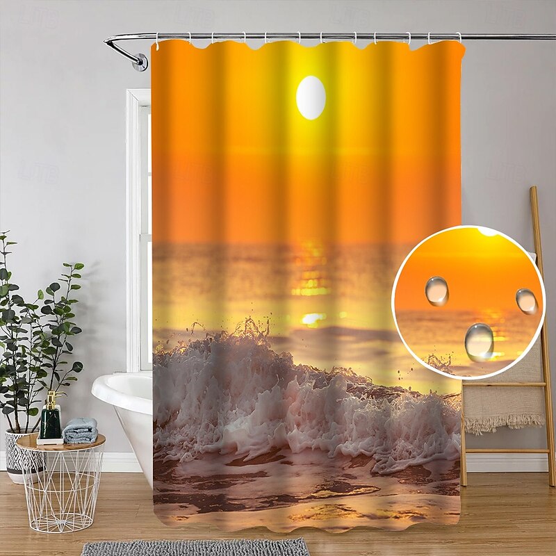Shower Curtain with Hooks 180cm*180cm(70