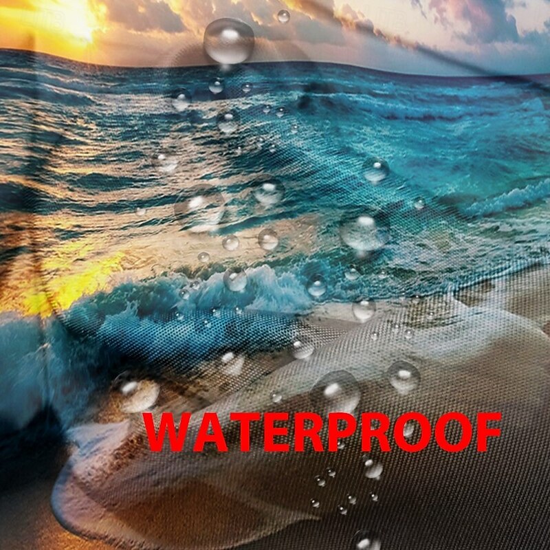 Waterproof Outdoor Curtain Privacy, Sliding Patio Curtain Drapes, Pergola Curtains Grommet 3D Summer Beach Ocean Landscape For Gazebo, Balcony, Porch, Party, 1 Panel4