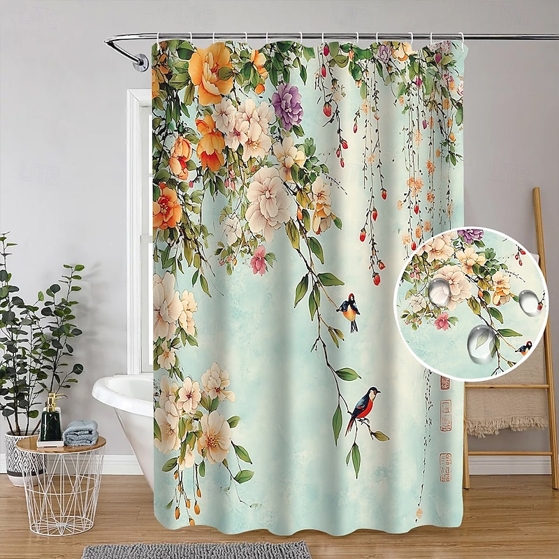Shower Curtain with Hooks 180cm*180cm(70