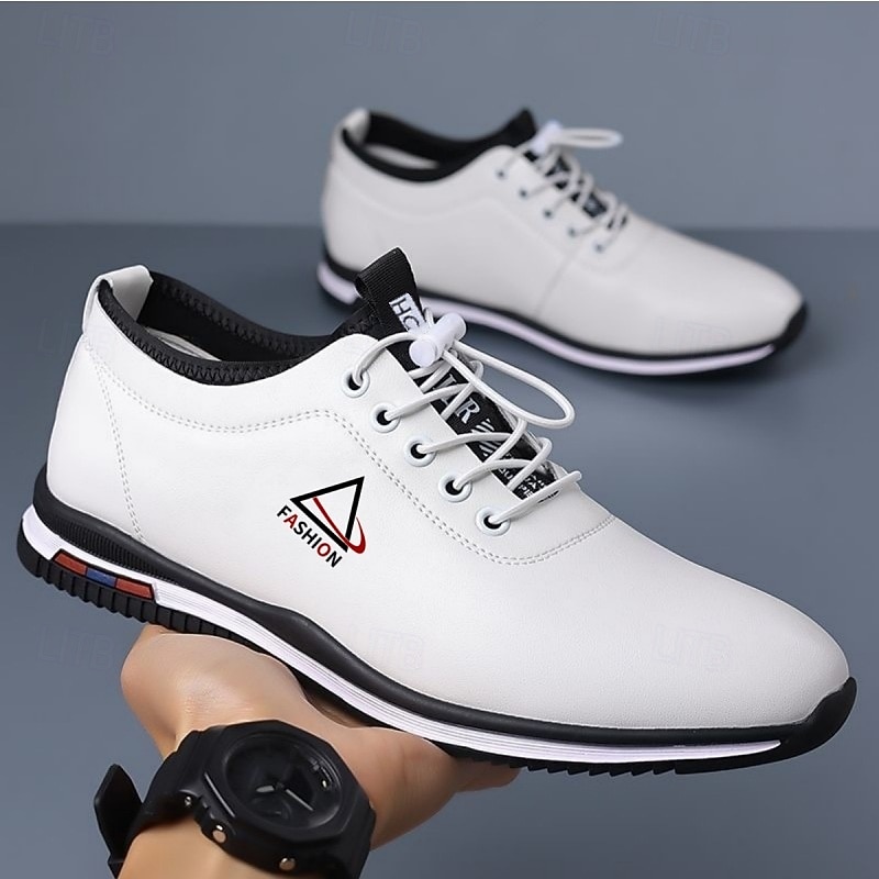 Men's White and Black Lace-Up Sneakers – Trendy Sports Shoes for Active Lifestyles and Casual Wear3