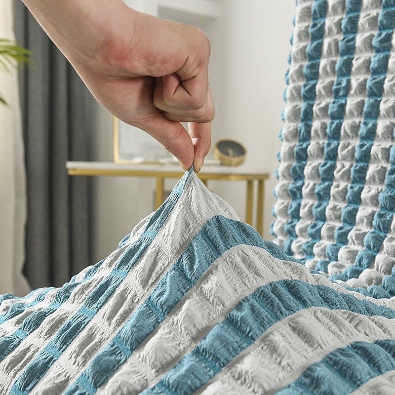 Chair Cover Bubble Plaid Seersucker Skirt Elastic Dining Chair Slipcover Stretch Wedding Chair Cover Party Seat Cover home2