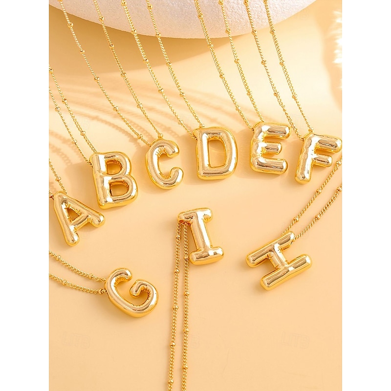 Gold Plated Bubble Letter Pendant Necklace – Personalized 26 Alphabet Initial Charm Jewelry for Women and Girls – Trendy Minimalist Style for Birthday, Graduation or Daily Wear4