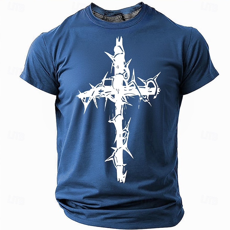 Easter Men's Cross T Shirt Short Sleeve T shirt 3D Print Crew Neck Shirt Fashion Daily Designer Party Street Casual Black Red Blue Summer Spring Clothing Apparel S M L XL XXL XXXL3