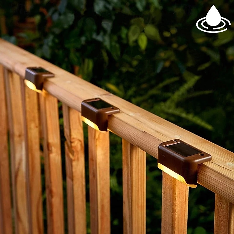 4pcs Solar Step Lights Outdoor LED Deck Stair Lights Waterproof LED for Garden Fence Step Railing Stairs Yard Patio Pathway Holiday Light