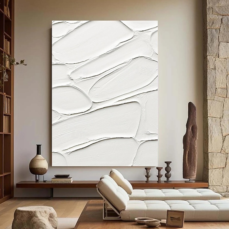 Large handmade  white 3D textured abstract painting hand-painted Modern 3d mountain oil painting modern wall art decoration art paintings