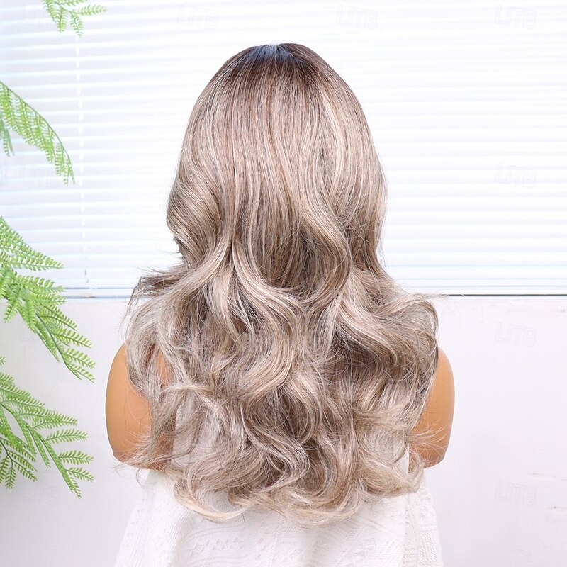 Synthetic Lace Wig Body Wave Style 18 inch Mixed Color Middle Part 13x4 Lace Front Wig Women's Wig Flaxen4