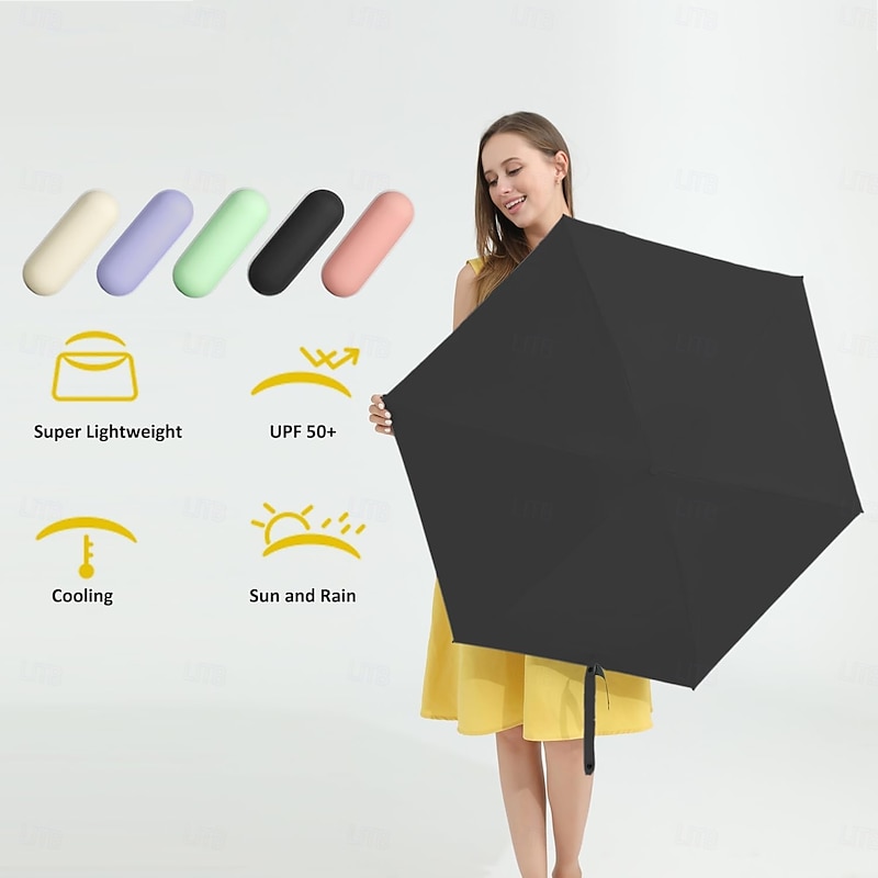 Travel Mini Sun Umbrella for Purse With Case Small Compact UV Sun Protection Sun Lightweight Tiny Pocket Umbrella for Women Kids and Men2