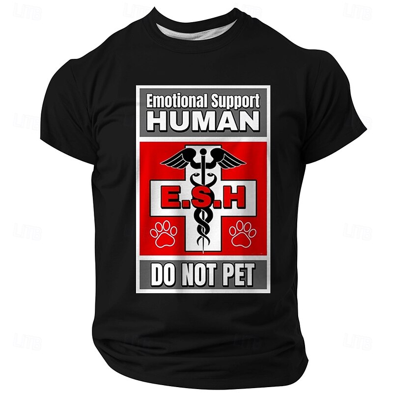 Men's Funny Emotional Support Human E.S.H. Do Not Pet Graphic T-Shirt Short Sleeve3
