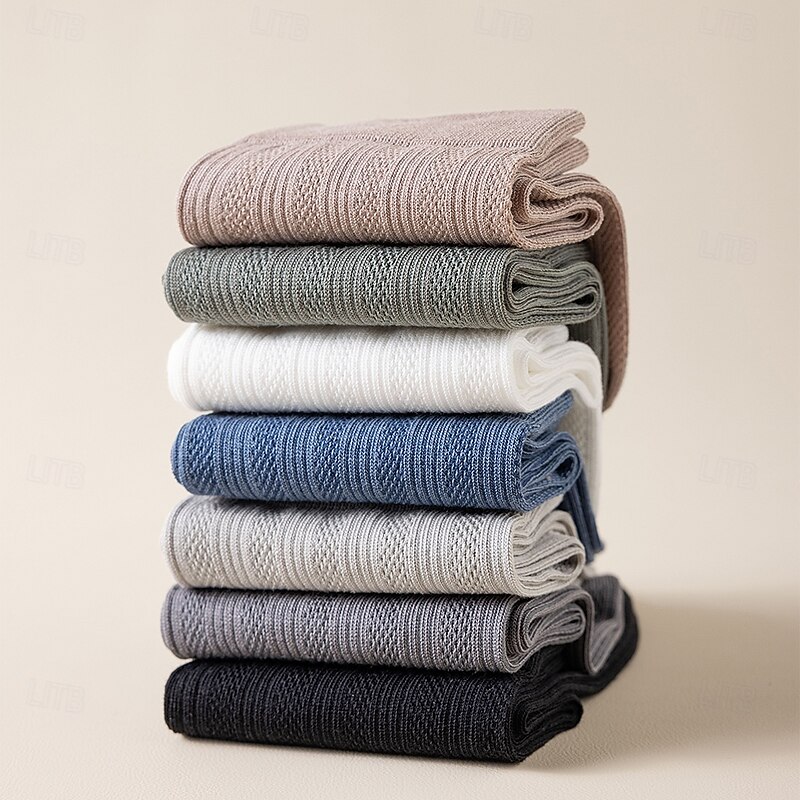 Men's 1 Pair Socks Casual Socks Black White Color Solid Color Hollow School Formal Wedding Mesh Hole Thin Summer Spring Fall All Seasons Elegant Daily2