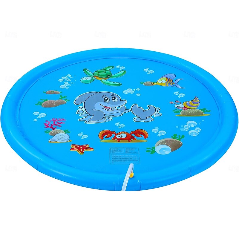 39inch Outdoor Water Play Mat  Multi-Color Marine Life Design  Durable PVC Splash Pad with Sprinkler Features  Blue Non-Slip & Inflatable  Ideal for Lawn and Garden Fun Water Toys2