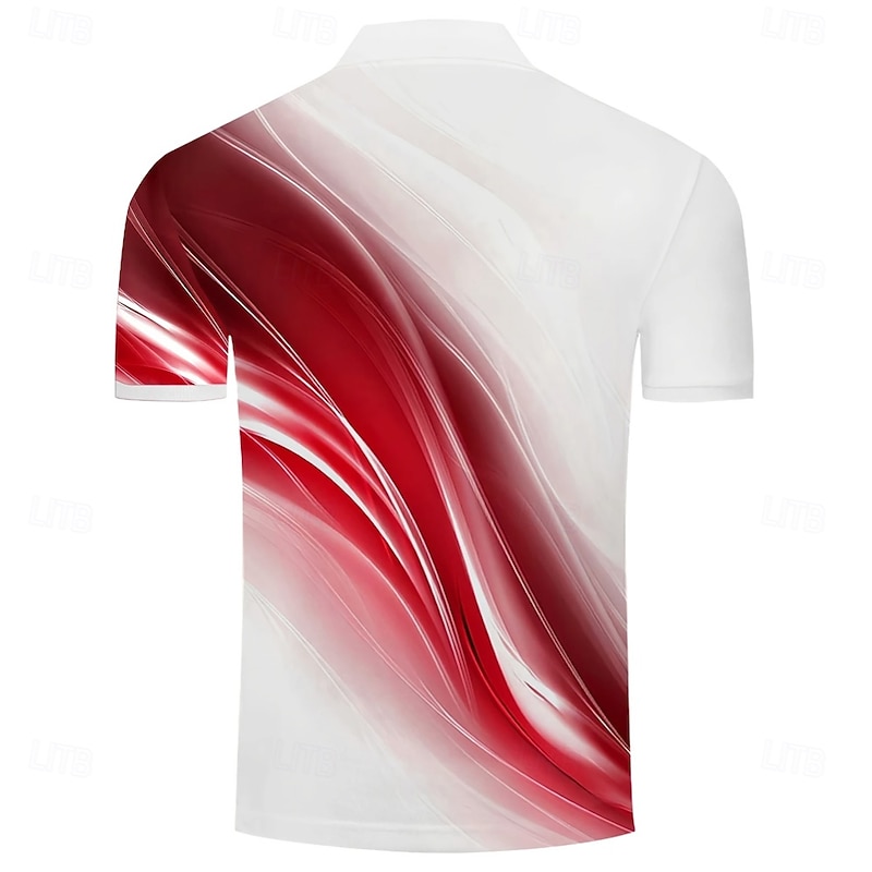 Men's Geometic Line Polo Short Sleeve Polo Shirts Collared Shirts Business Casual Outdoor Athleisure Daily Wear 3D Print Summer Red Blue4