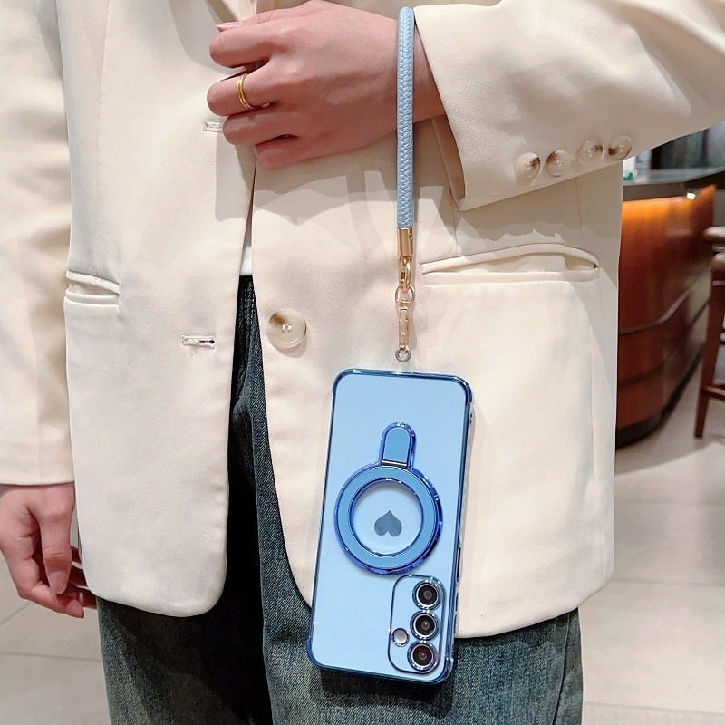 Phone Case For Samsung Galaxy S21 FE A16 A25 A15 A14 A34 A24 A53 A33 A13 Back Cover with Wrist Strap Shockproof Retro TPU Plating3