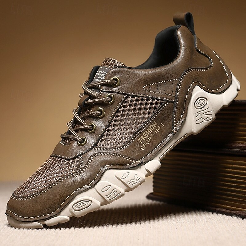 Men's Brown Mesh Sports Sneakers – High-performance Athletic Shoes for Running, Hiking and Casual Wear