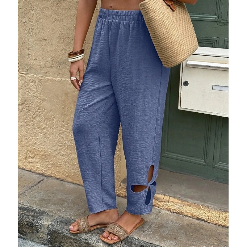 Women's EU / US Size Baggy Shorts Comfort Casual / Sporty Full Length Natural Hole Outdoor Sports Micro-elastic Casual Daily Weekend Black 1# Blue Khaki Summer Loose Fit3